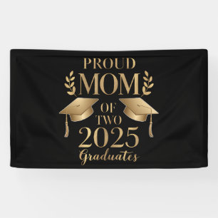 Banderoles Fier maman de deux diplômés 2025 jumeaux diplômés