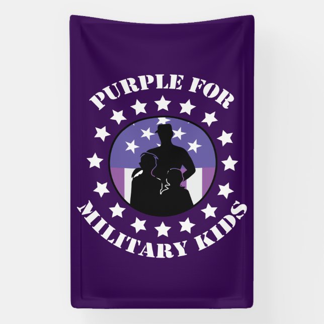 Banderoles Fière Violet Pour Les Enfants Militaires Patriotiq (Verticale)