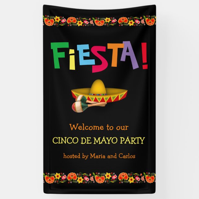 Banderoles Fiesta ! Cinco de Mayo Party (personnalisable) (Vertical)