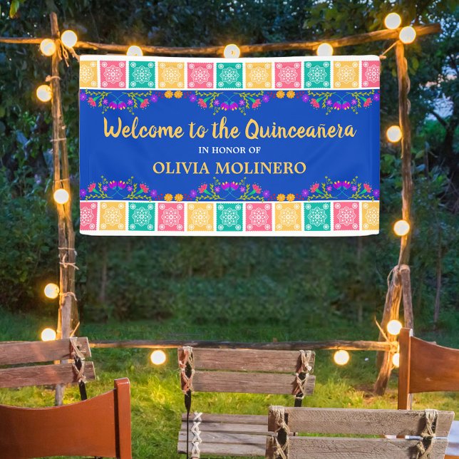 Banderoles Fiesta Royal Blue Quinceanera mexicaine Bienvenue (Créateur téléchargé)