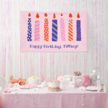 Fille 7 Anniversaire 7 Pink, Purple Candles Party