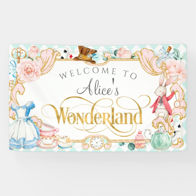 Banderoles Fille anniversaire de printemps Alice à la fête du (Horizontal)