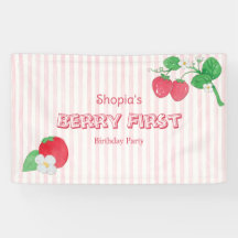 Fille aux rayures roses fraise Premier anniversair