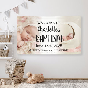 Banderoles Fille Baptême Affiche de bienvenue Enfant Photo Co