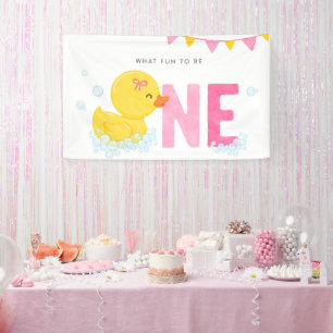 Banderoles Fille canard en caoutchouc Premier anniversaire fê