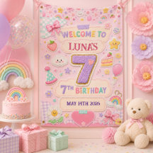 Fille d'anniversaire 7 ans Pastel Patchwork Arc-en
