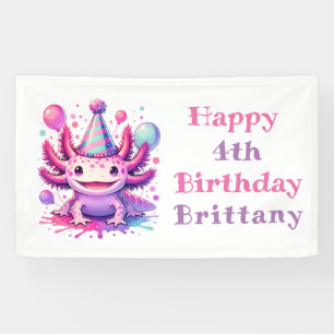 Banderoles Fille d'anniversaire personnalisée Anime Axolotl
