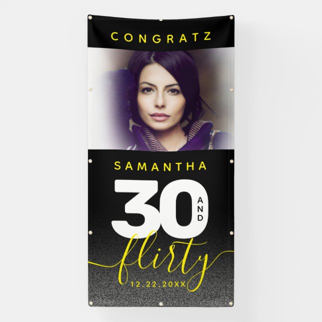 Banderoles Fille moderne brillant Jaune 30 et Flirty (Verticale)