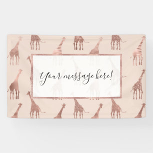 Banderoles Fille moderne Rose Or Blush Giraffes rose