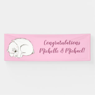 Banderoles Fille rose Baby shower de l'ours polaire