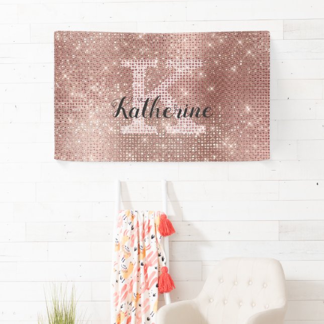 Banderoles Fille Rose Gold Parties scintillant Étincelle Mono (En situation)