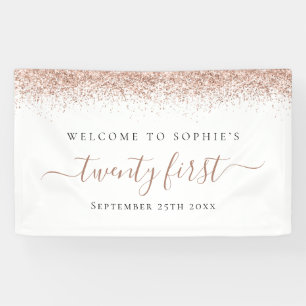 Banderoles Fille Rose Gold Parties scintillant Nom Bienvenue