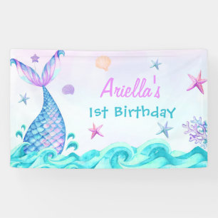 Banderoles Fille Sirène 1ère fête d'anniversaire