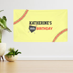 Banderoles Fille Softball Anniversaire
