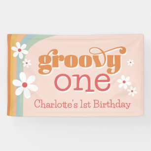 Banderoles Fille Super One Retro Daisies 1er anniversaire