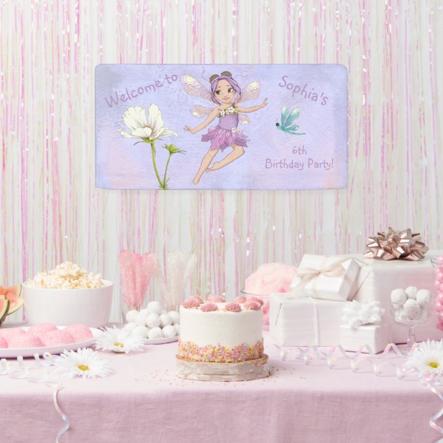 Banderoles Fille Whimsical Purple Dragonfly Anniversaire (Fête)