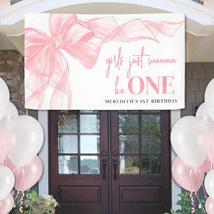 Banderoles Filles au nœud rose 1er anniversaire