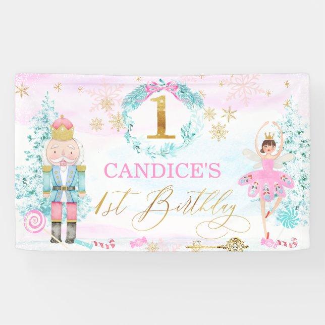 Banderoles Filles Casse-noix Pays de sucreries 1er anniversai (Horizontal)