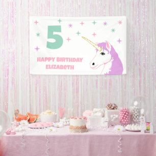 Banderoles Filles d'anniversaire Licorne Magique
