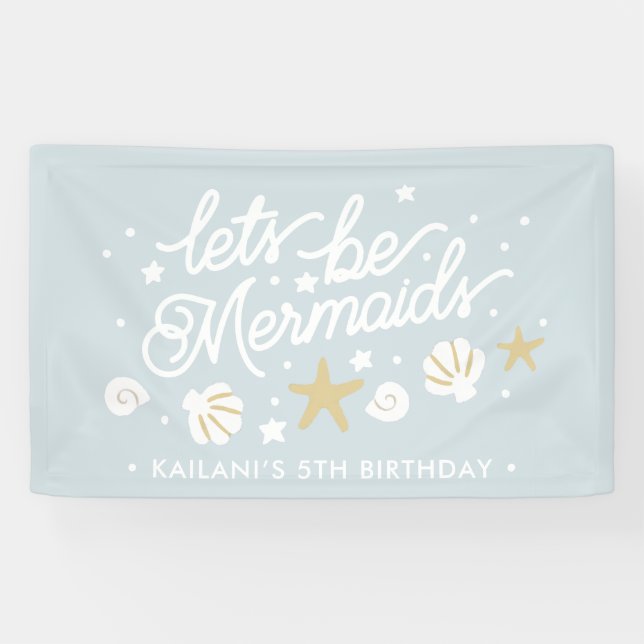 Banderoles Filles de la Fête de la Sirène Bleue Anniversaire (Horizontal)