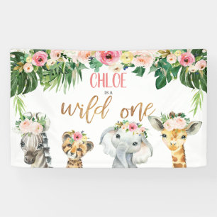 Banderoles Filles Floral Foliage Safari Wild un anniversaire