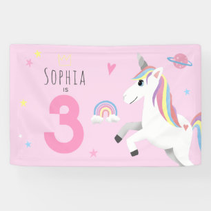 Banderoles Filles mignonne fille rose Unicorne Anniversaire d
