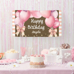 Banderoles Filles Nœuds Roses Bienvenue Anniversaire Papier K