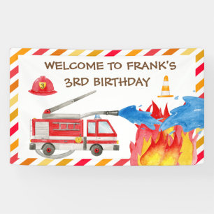 Banderoles Fire Truck Fire Engine Anniversaire Fête Bienvenue