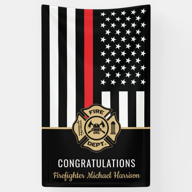 Banderoles Firefighter Fire Academy Fireman Graduation (Vertical)