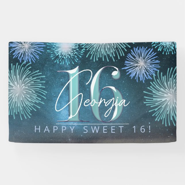 Banderoles Fireworks Sweet 16 ID Turquoise984 (Horizontal)