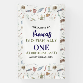 Banderoles Fishing 1st Birthday | O-Fish-Ally One party
