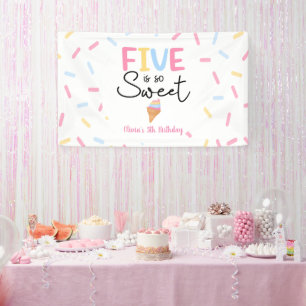 Banderoles Five Is So Sweet Ice Cream 5e fête d'anniversaire