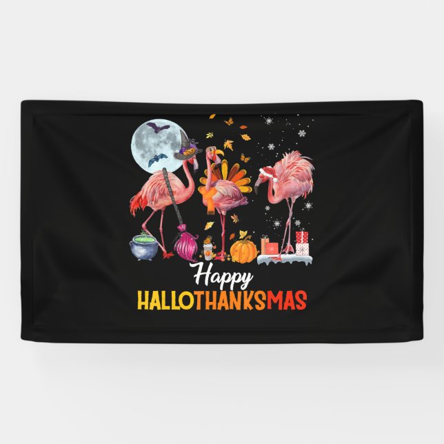 Banderoles Flamant rose|Flamant rose Thanksgiving Halloween N (Horizontal)