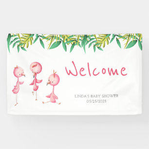 Banderoles Flamant rose rose doux Triplets Baby shower Bienve