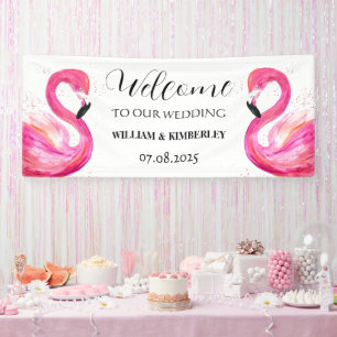 Banderoles Flamant rose rose Tropical Summer Beach Mariage
