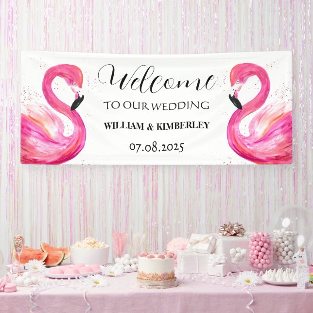 Banderoles Flamant rose rose Tropical Summer Beach Mariage (Fête)