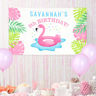 Banderoles Flamant rose Tropical Pool Party Bash Anniversaire