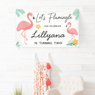 Banderoles Flamants roses & Fun Tropical Birthday Party, n'im