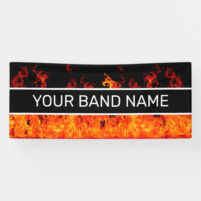 Banderoles Flames Musique Rock & Roll (Horizontal)