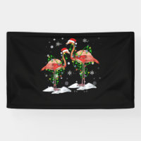 Flamingo Christmas Tree Santa Hat Light Merry