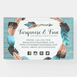 Banderoles Flèche Bohème Chic en Bois et Turquoise Rustique &