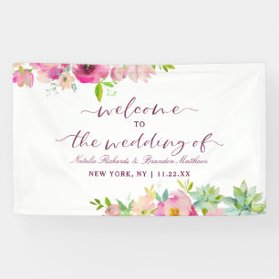 Banderoles Fleur Chic Mint & Blush Floral Mariage Bienvenue