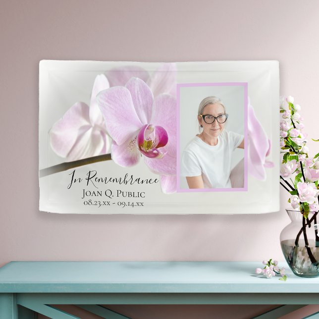 Banderoles Fleur d'orchidée rose Fête de la vie funéraire (Créateur téléchargé)