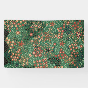Banderoles Fleur japonaise verte Flore traditionnelle arrière