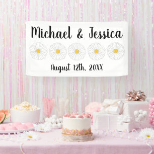 Banderoles Fleur Jardin Floral Jaune Blanc