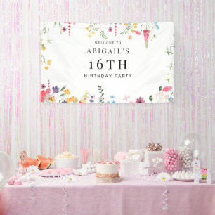 Banderoles Fleur sauvage 16e anniversaire de fête Bienvenue