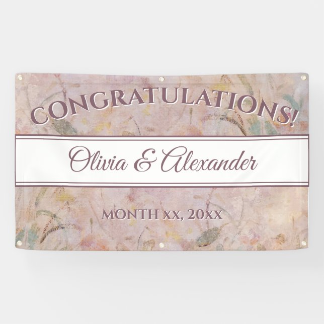 Banderoles Fleur sauvage Aquarelle Floral Mariage Réception (Horizontal)