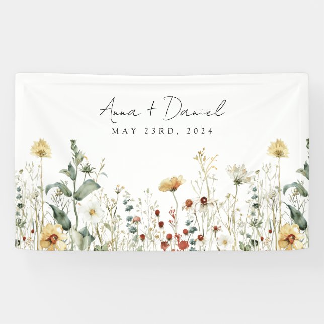 Banderoles Fleur sauvage d'été Mariage de terrain (Horizontal)