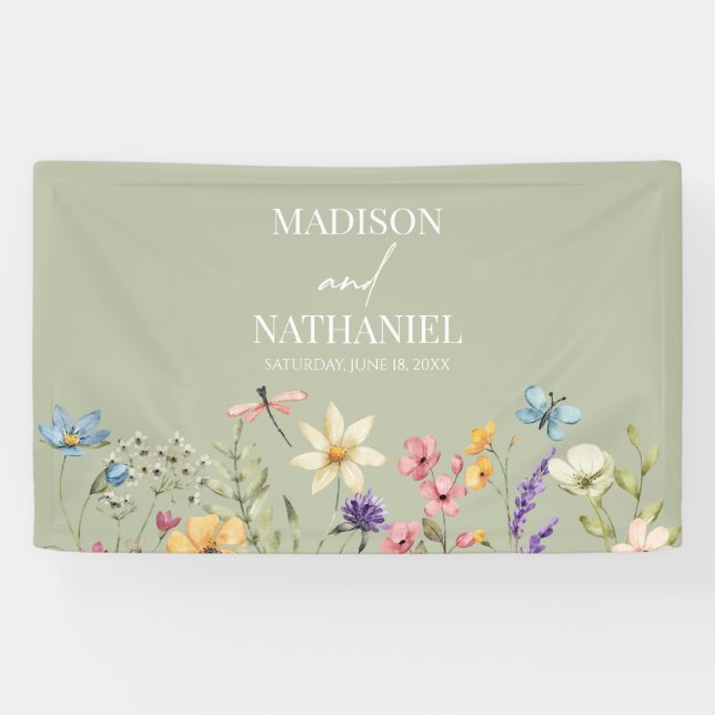 Banderoles Fleur sauvage Fleur Fleur Flore Jardin Mariage (Horizontal)