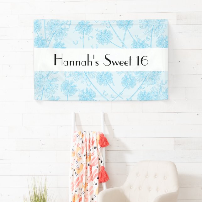 Banderoles Fleurs Dandelion Bleues, Floral Sweet 16 (En situation)